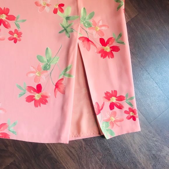 Peach Floral 3/4 Sleeve Blouse & MIDI Skirt Set - Picture 4 of 8